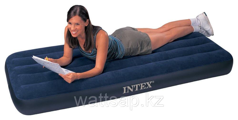 Матрас надувной Intex 76x191 x22 см, max 136 кг, Intex 68950 поверхность флок - фото 1 - id-p46336247