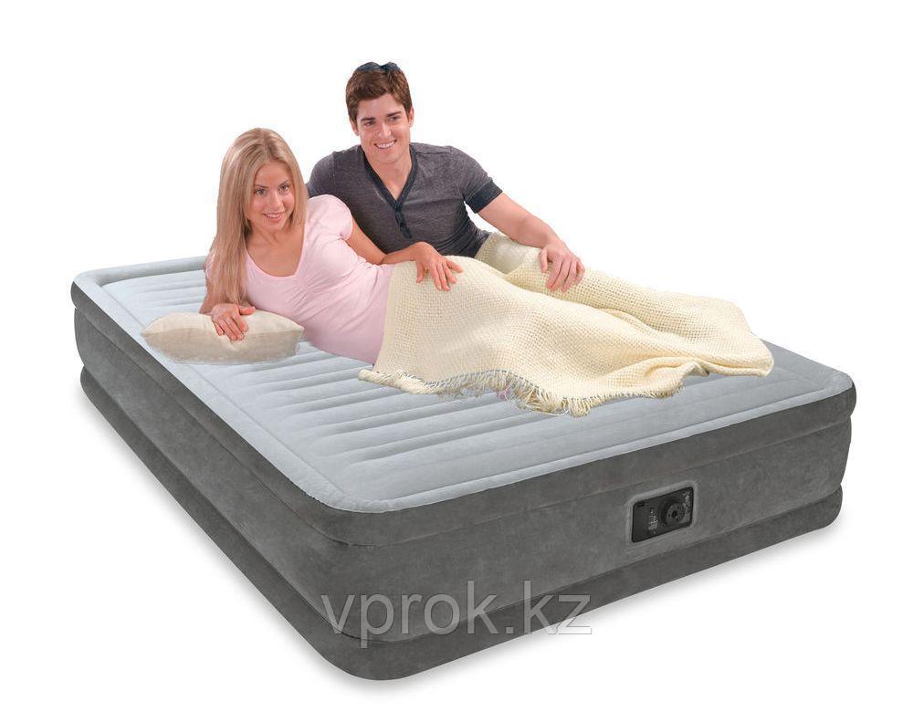 Кровать надувная Intex  152х203х33 см, max 273 кг Intex 67770, поверхность флок, встроенный насос