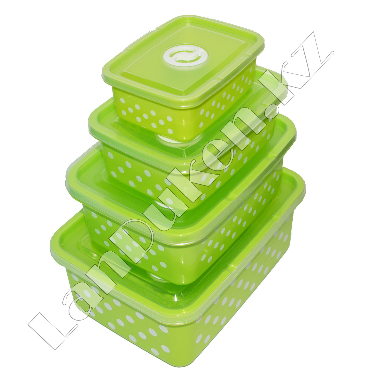 Набор из 4 прямоугольных контейнеров для хранения еды (емкость для сыпучих продуктов) зеленый