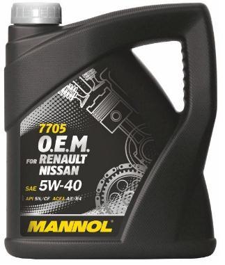 Моторное масло MANNOL O.E.M. for Renault Nissan 5w40 4 литра