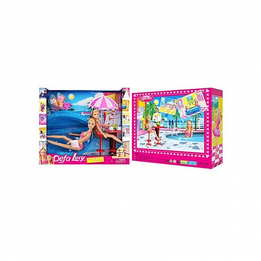 8255 DEFA LUCY ИГРОВОЙ НАБОР "ЛЕТНИЙ ОТДЫХ" - В НАБОРЕ 2 КУКЛЫ (29СМ И 22СМ), БАССЕЙН, МНОЖЕСТВО ТЕМ