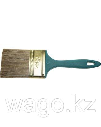 КИСТЬ ПЛОСКАЯ МАЛЯРНАЯ ЗУБР 4-01014-075, КП-14, СМЕШАННАЯ ЩЕТИНА, ПЛАСТМАССОВАЯ РУКОЯТКА, 75 ММ, фото 2