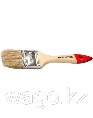 КИСТЬ ПЛОСКАЯ МАЛЯРНАЯ STAYER 0101-050, UNIVERSAL-STANDARD, СВЕТЛАЯ НАТУРАЛЬНАЯ ЩЕТИНА, ДЕРЕВЯННАЯ РУЧКА, 50 М, фото 2