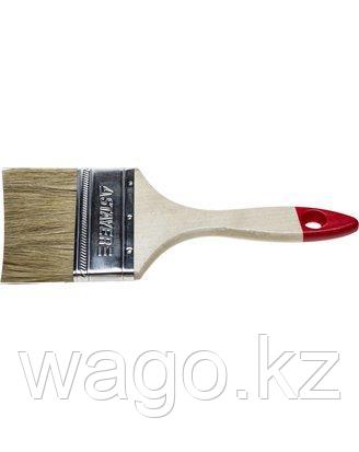 КИСТЬ ПЛОСКАЯ МАЛЯРНАЯ STAYER 0101-075, UNIVERSAL-STANDARD, СВЕТЛАЯ НАТУРАЛЬНАЯ ЩЕТИНА, ДЕРЕВЯННАЯ РУЧКА, 75 М, фото 2