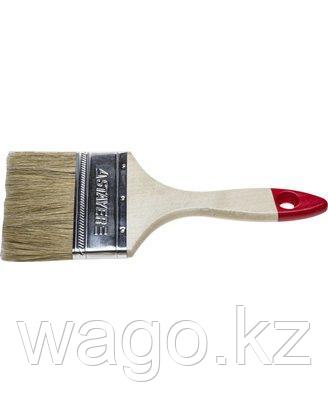 КИСТЬ ПЛОСКАЯ МАЛЯРНАЯ STAYER 0101-100, UNIVERSAL-STANDARD, СВЕТЛАЯ НАТУРАЛЬНАЯ ЩЕТИНА, ДЕРЕВЯННАЯ РУЧКА, 100 , фото 2