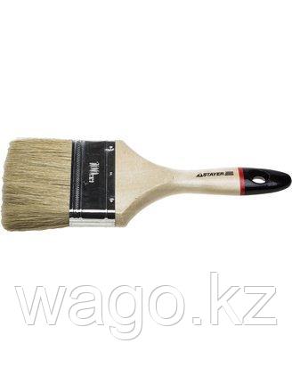 КИСТЬ ПЛОСКАЯ МАЛЯРНАЯ STAYER 0102-100, UNIVERSAL-EURO, СВЕТЛАЯ НАТУРАЛЬНАЯ ЩЕТИНА, ДЕРЕВЯННАЯ РУЧКА, 100 ММ, фото 2