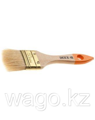 КИСТЬ ПЛОСКАЯ МАЛЯРНАЯ DEXX 0100-050_Z02, ПРАКТИК, ДЕРЕВЯННАЯ РУЧКА, НАТУРАЛЬНАЯ ЩЕТИНА, ИНДИВИДУАЛЬНАЯ УПАКОВ, фото 2