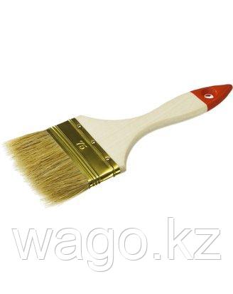 КИСТЬ ПЛОСКАЯ МАЛЯРНАЯ ЗУБР 01099-075_Z01, УНИВЕРСАЛ-ОПТИМА, СВЕТЛАЯ ЩЕТИНА, ДЕРЕВЯННАЯ РУЧКА, 75ММ, фото 2