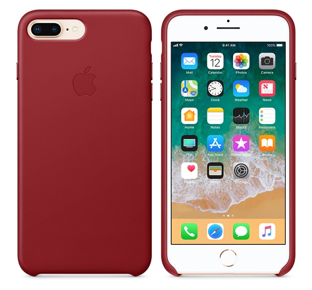 Кожаный чехол для iPhone 7 Plus (красный)