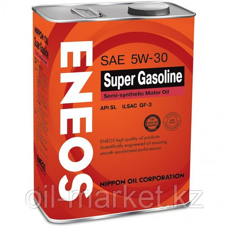 ENEOS Моторное масло SUPER GASOLINE 5w-30 semi-synthetic 4 л, фото 1