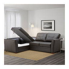 Диван-кровать Угл c модулем д хран ГЕССБЕРГ темно-коричневый ИКЕА, IKEA, фото 3