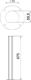 Миниколонна 0,68 м 1-сторонняя для ЭУИ 45х45 мм, напольная стойка 70x670 мм алюминий белая ISSRHSM45RW, фото 2