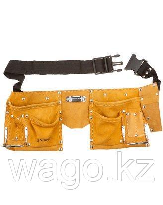 ПОЯС ДЛЯ ИНСТРУМЕНТОВ STAYER 38510, MASTER, КОЖАНЫЙ, 10 КАРМАНОВ, 2 СКОБЫ, фото 2