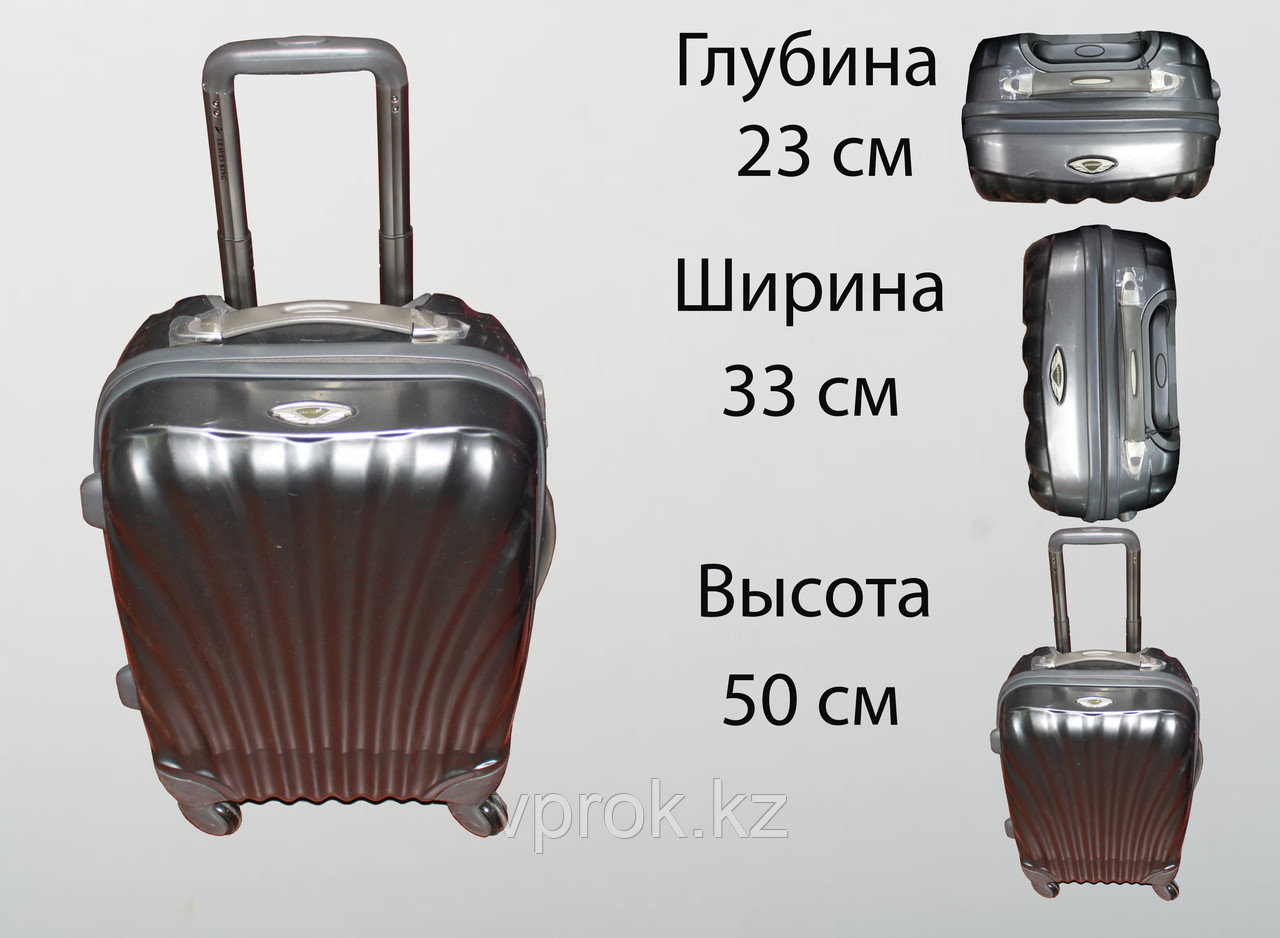Пластиковый чемодан на 4 колесах, S, серый - фото 1 - id-p46583081