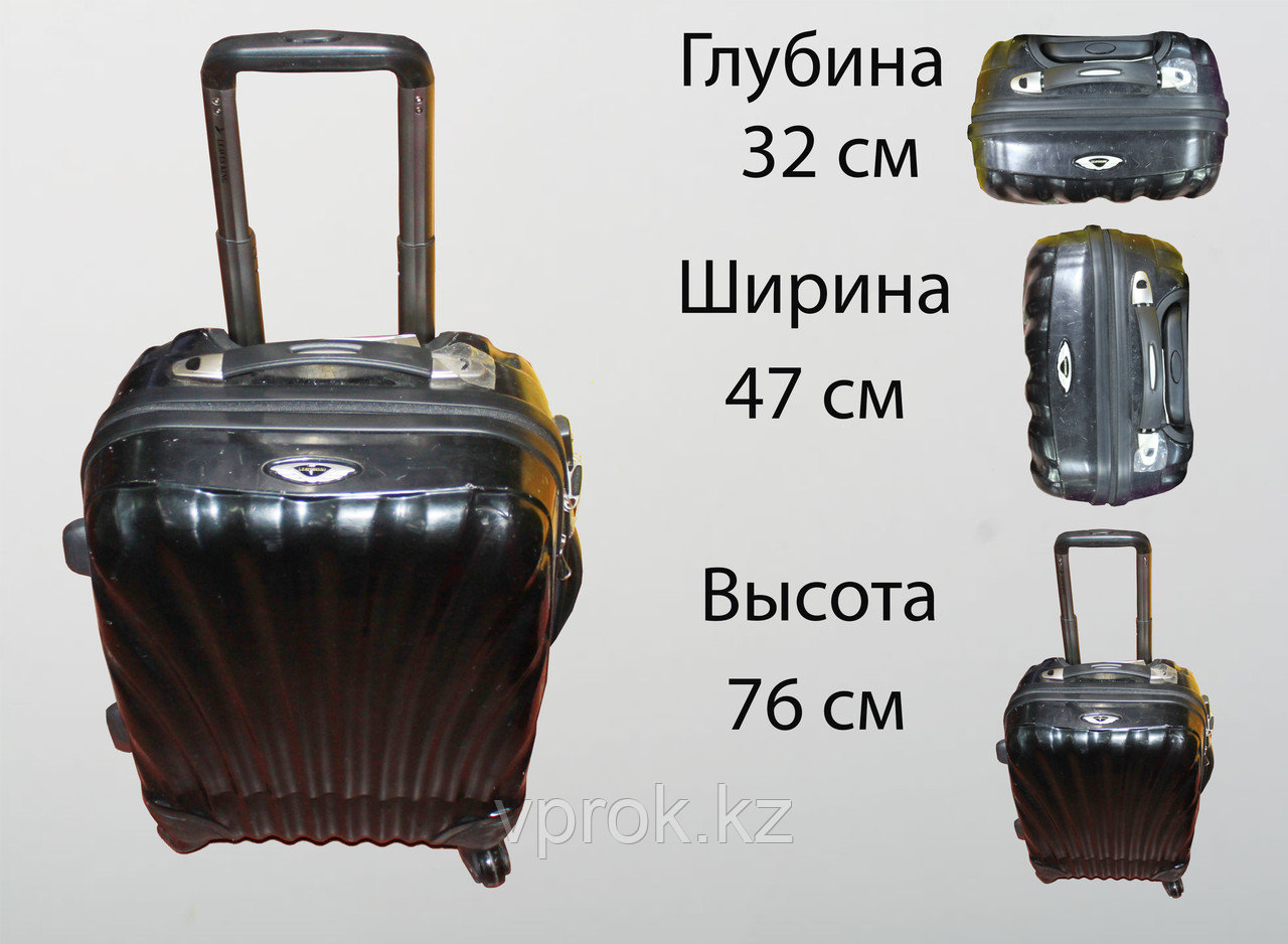 Пластиковый чемодан на 4 колесах, L, черный - фото 1 - id-p46583110