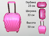 Пластиковый чемодан на 4 колесах, S, розовый