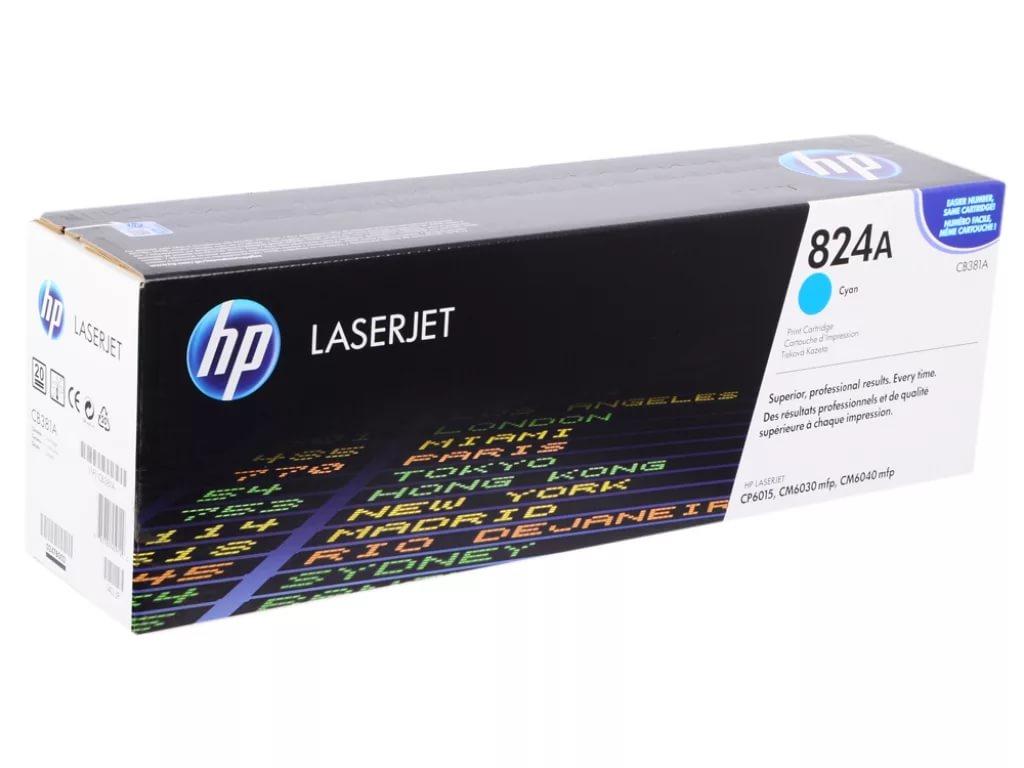 Картридж HP CB381A, 824A (cyan) ORIGINAL для HP Color LaserJet CM6030/f/CM6040/f/CP6015dn (up to 21.000 pages)
