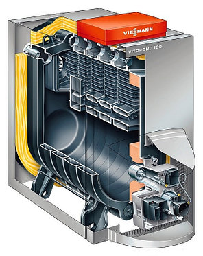 Котёл комбинированный низкотемпературный Viessmann VITOROND 100,18 кВт (без горелки) 63 кВт, 150 мм, фото 2