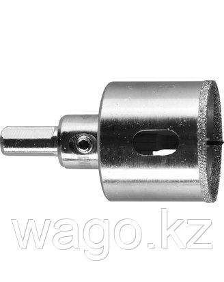 БУРОВАЯ КОРОНКА АЛМАЗНАЯ ЗУБР 29850-40, ЭКСПЕРТ, В СБОРЕ, С ЦЕНТРИРУЮЩИМ СВЕРЛОМ И ИМБУСОВЫМ КЛЮЧОМ, ЗЕРНО P60, фото 2
