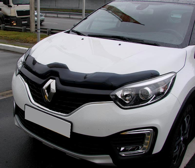 Мухобойка (дефлектор капота) Renault Captur 2013+ - фото 1 - id-p46652603