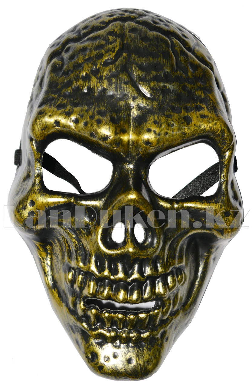 Маска страшная карнавальная Череп на Хэллоуин (золото)
