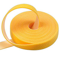 Многоразовая крепежная лента липучка Hook & Loop, цвет желтый (25 метров в рулоне)
