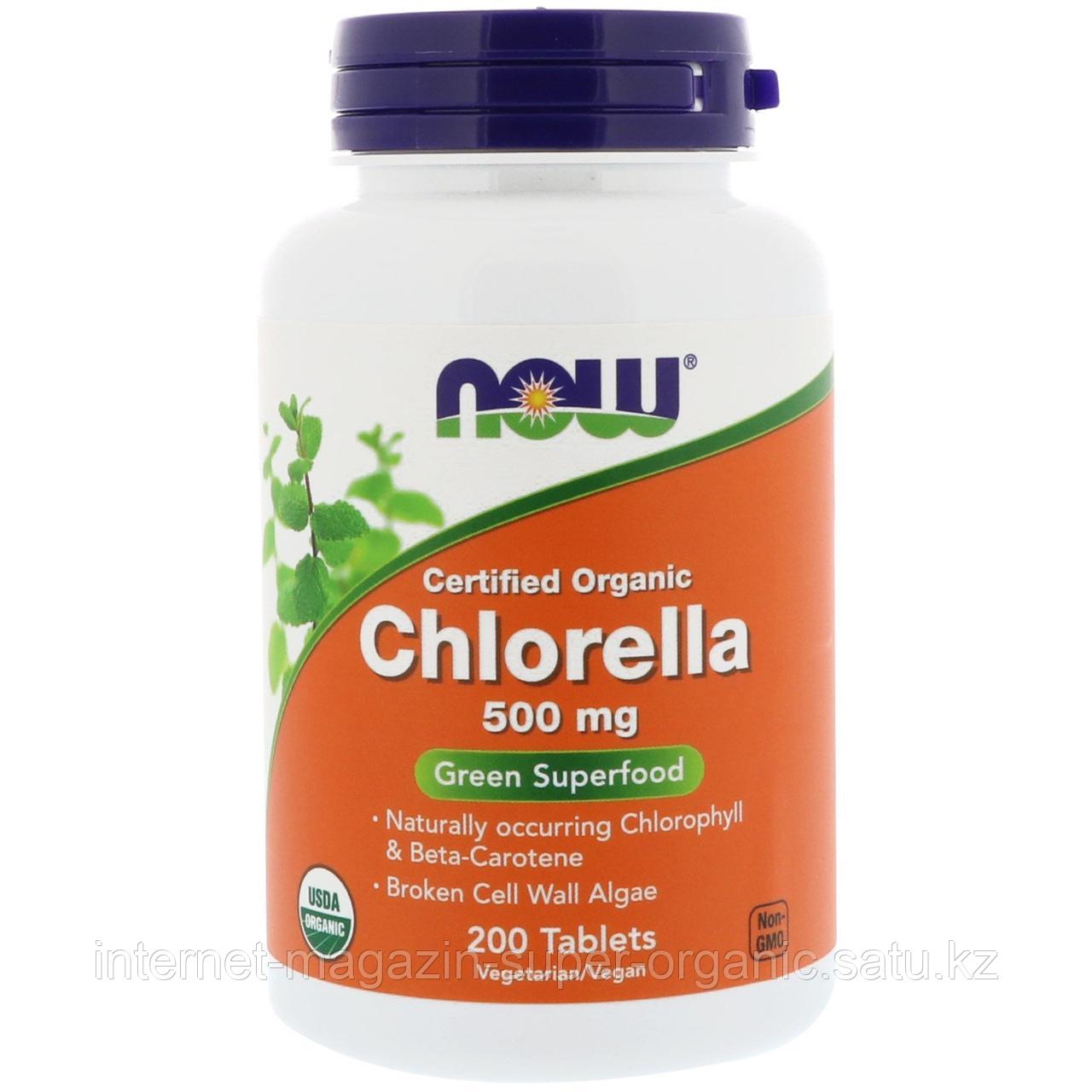 Хлорелла натуральная, 500 мг, 200 таблеток (Chlorella), Now Foods