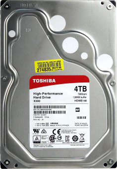 HDD 4 Tb Toshiba, HDWE140EZSTA X300, 128 Mb, SATA 6Gb/s, 7200 Rpm, 3.5" - фото 1 - id-p46773939