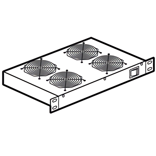Полка 19" с 4-мя вентиляторами, глубина 300 мм