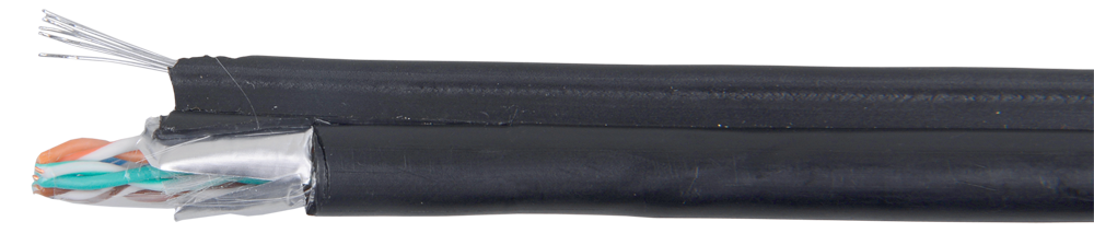 ITK Каб. F/UTP кат.5E 4х2х24AWG, LDPE трос 1,2мм, 305м чер.