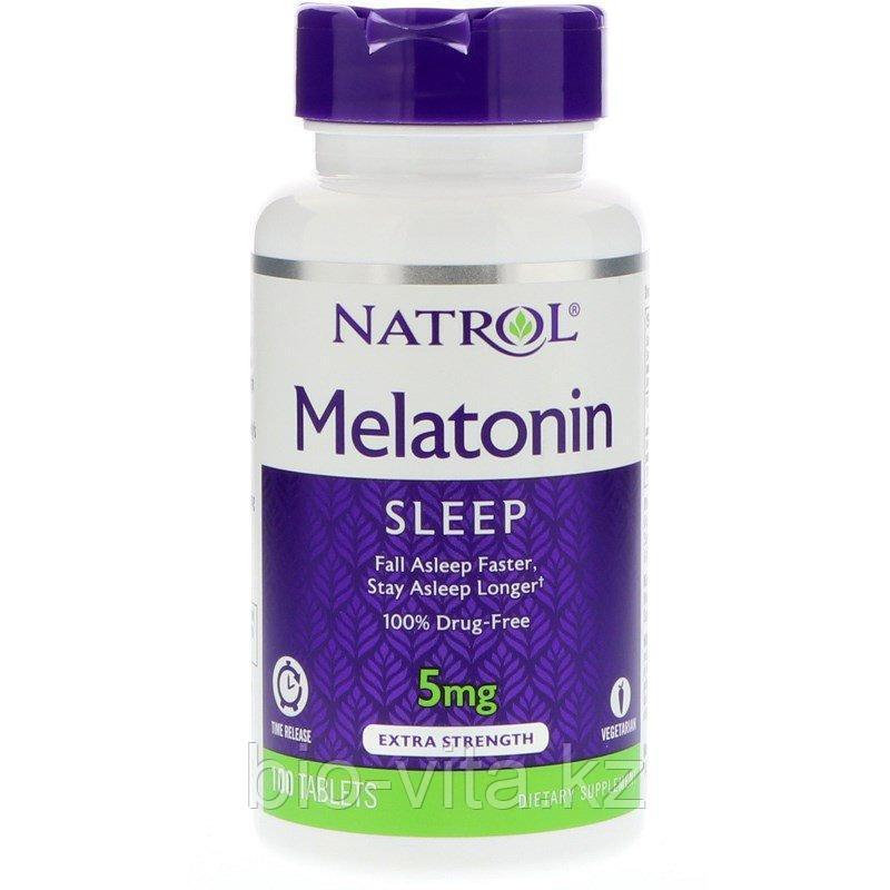 Мелатонин TR, медленное высвобождение, 5 мг, 100 таблеток.  Natrol