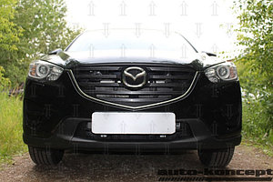 Защита радиатора Mazda CX5 2015-2017 black с парктроником верх 