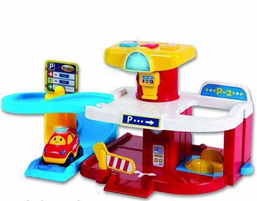 WinFun 1251-NL Игровой набор "Гараж" (2 этажа, лифт, свет и звук. эффекты, 1 машинка и игровой мат в