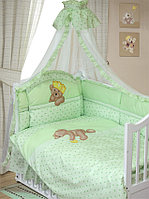 Комплект в кроватку Мишка царь 8 предметов, зеленый