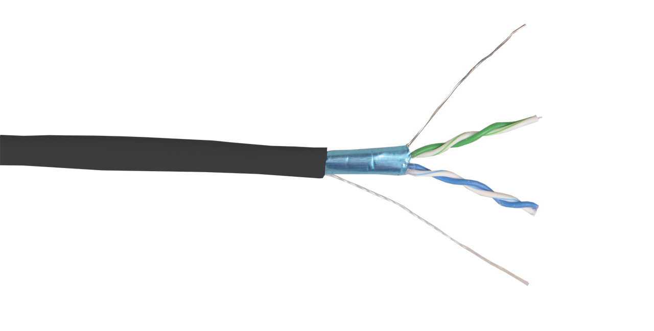 ITK Кабель связи витая пара F/UTP, кат.5E 2х2х24AWG solid, LDPE, 500м, черный