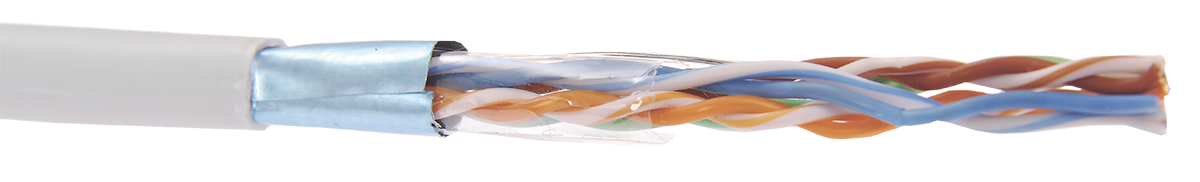 ITK Кабель связи витая пара F/UTP, кат.5E 4x2х24AWG solid, PVC, 305м, серый