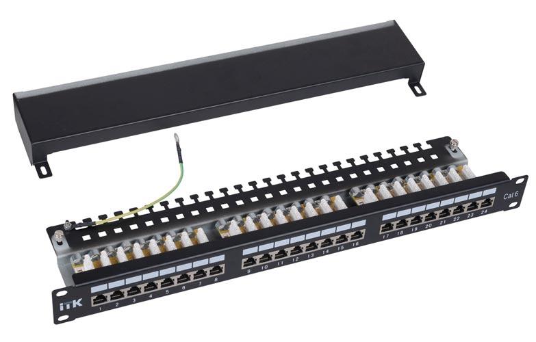ITK 1U патч-панель кат.6 STP, 24 порта (Dual), с кабельным органайзером