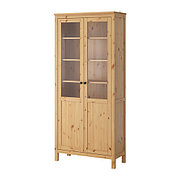 Шкаф с глух/стекл дверц ХЕМНЭС светло-коричневый ИКЕА, IKEA
