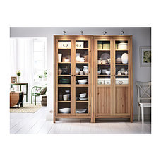 Шкаф с глух/стекл дверц ХЕМНЭС светло-коричневый ИКЕА, IKEA, фото 3