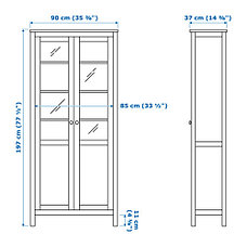 Шкаф с глух/стекл дверц ХЕМНЭС светло-коричневый ИКЕА, IKEA, фото 3