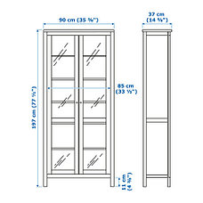 Шкаф-витрина ХЕМНЭС белая морилка ИКЕА, IKEA, фото 3