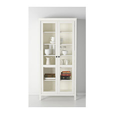Шкаф-витрина ХЕМНЭС белая морилка ИКЕА, IKEA, фото 3