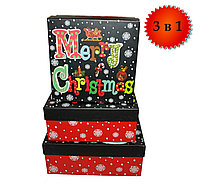 Подарочные коробки "Merry christmas", 28 см, черные, фото 1