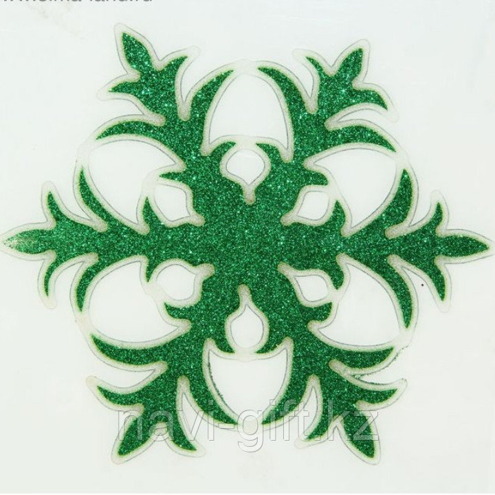 Наклейка на стекло "Зелёная снежинка"