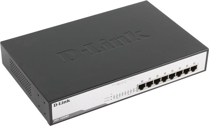 Коммутатор D-Link DGS-1008MP Неуправляемый коммутатор с 8 портами 10/100/1000Base-T с поддержкой PoE
