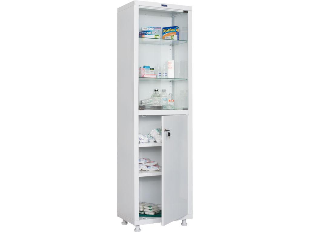 Шкаф одностворчатый медицинский со стеклянной дверкой MD 1 1657/SG