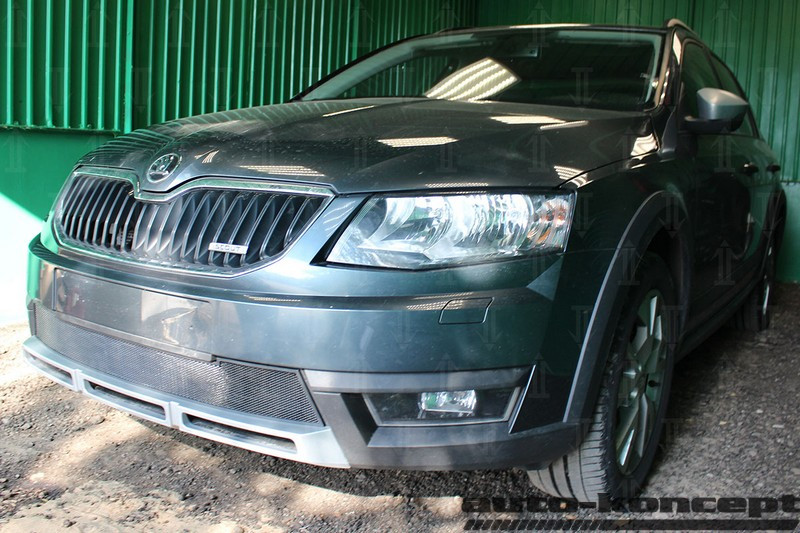 Защита радиатора Skoda Octavia A7 Scout 2013-2017 black