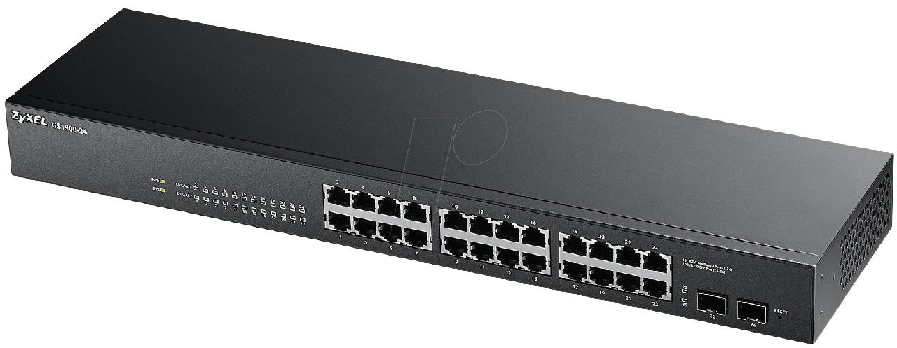 Интеллектуальный коммутатор Gigabit Ethernet с 24 разъемами RJ-45 и 2 SFP-слотами  ZyXEL GS1900-24