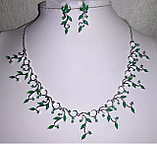 Комплект украшений "Весна" зеленые кристаллы, фото 2
