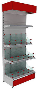 Торговый металлический стеллаж с фризом